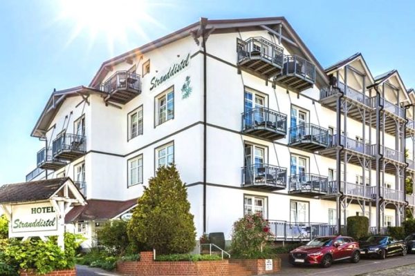 Exterior view of Hotel Stranddistel in the Baltic resort of Goehren, Ruegen Island