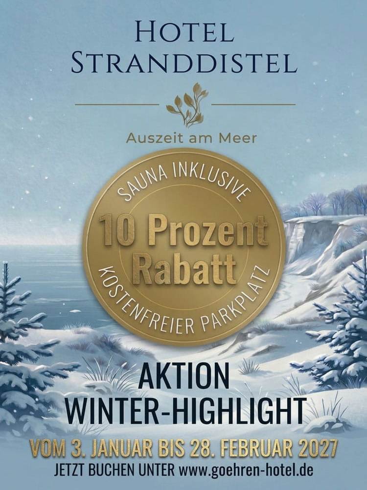 Rabatt-Aktion 2027 vom Hotel Stranddistel im Ostseebad Göhren auf Rügen